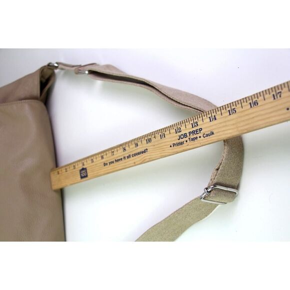 LRG FEM BEIGE TAUPE GENUINE LEATHER FLAP SHOULDER BAG X-BODY HANDBAG HOBO PURSE - Picture 16 of 16